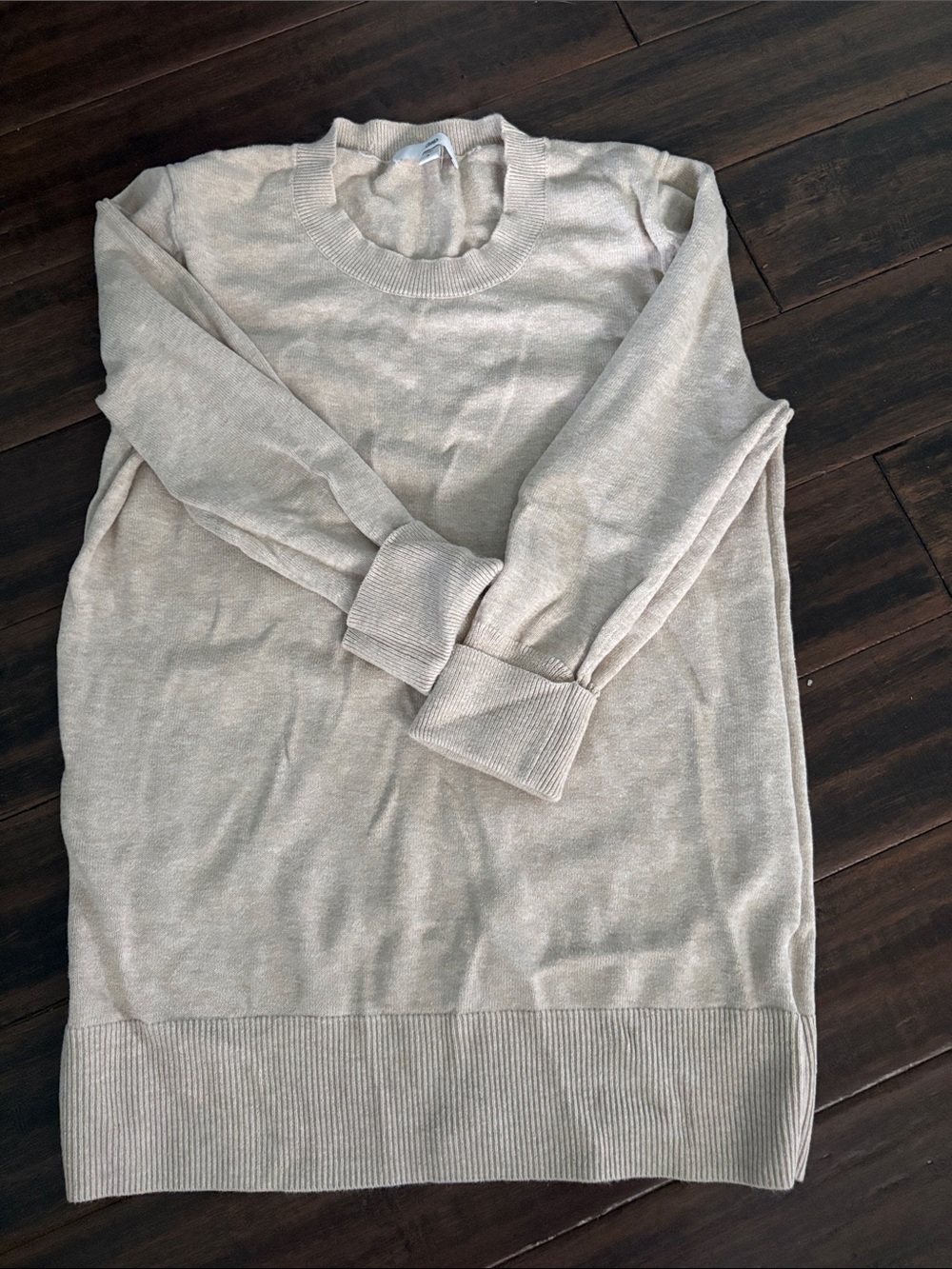 GAP Women's Crewneck Sweater in Light Taupe 3/4 sleeves